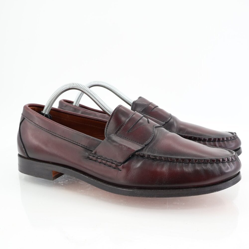Allen Edmonds Men's Walden Loafer Size 10 3E Burgundy Leather Penny Slip on - Picture 2 of 13